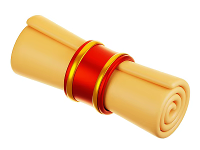 Elegant Rolled Beige Design Decorative Ornament Set With Red And Gold Bands 3d model