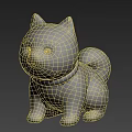 Cute Shiba Inu 3D Model With Red Collar On Brown Background 3d model