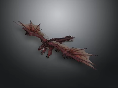 Mythical Dragon Character And Mythical Creature With Red Body Large Wings And Detailed Scales 3d model