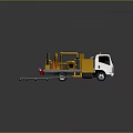 White Utility Truck With Yellow Mechanical Equipment And Circular Cutting Wheel