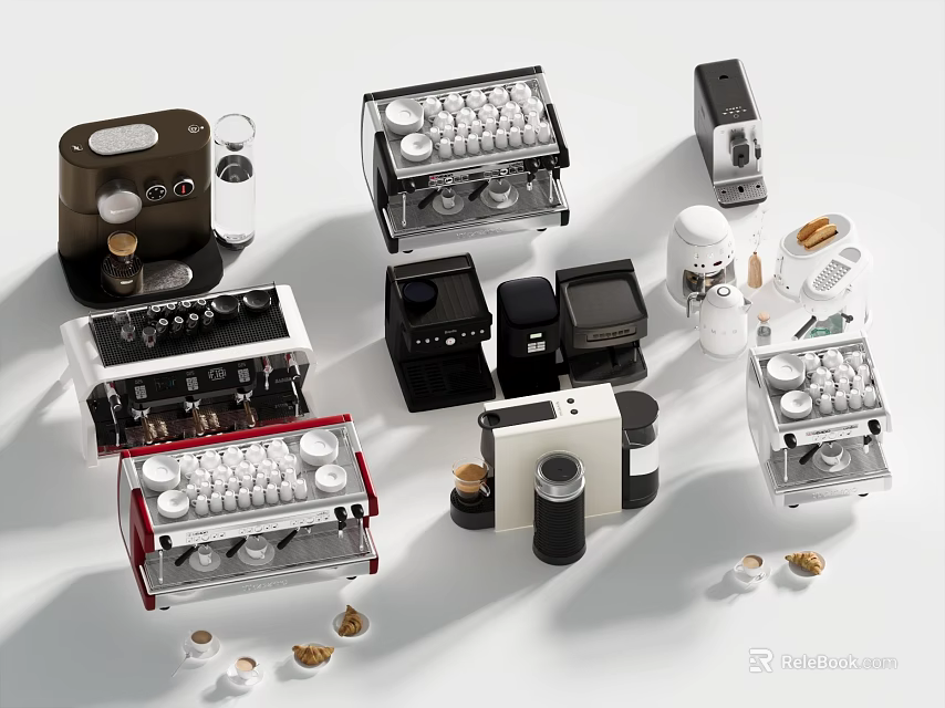 Various Modern Kitchen Appliances Including Coffee Machines And Capsules 3d model 