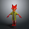 Cartoon Fox Game Movie Character Wearing Green Shirt And Purple Tie