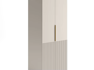 Modern Minimalist Wardrobe With Light Colored Panels Vertical Stripes And Sleek Brass Handle 3d model
