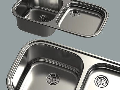 Stainless Steel Double Bowl Kitchen Sink With Modern Design And Smooth Surface 3d model