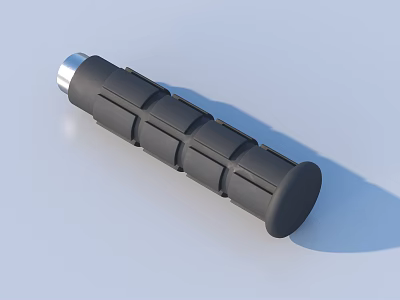 Black Cylindrical Handle With Anti Slip Grip Design And Silver Metal Top 3d model