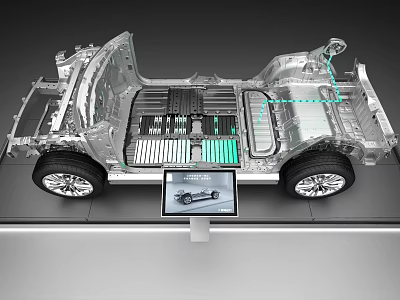 Electric Car Chassis Structure With Battery Pack And Component 3d model