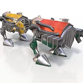 Futuristic Mechanical Creature With Multi Legged Metal Structure And Yellow Red Components