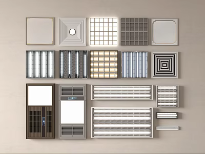 Grille Lights Various Design Styles With Different Panel Patterns For Ceiling Lighting 3d model