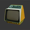 Vintage Television Yellow And White With Black Screen And Control Knobs Classic Design