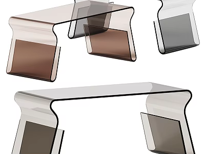 Modern Coffee Table With Glass Top And Unique Geometric Acrylic Leg Design 3d model