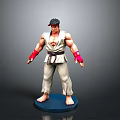 Action Figure In White Karate Uniform With Red Headband Red Gloves And Blue Base