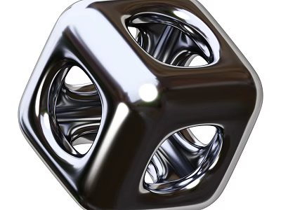 Modern Metal Decorative Ornament Set with Hollow Out Cube Design and Shiny Finish 3d model