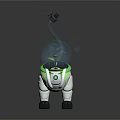 Futuristic Robot Dog With Transparent Helmet Green White Design And Mechanical Structure