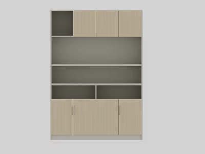 Modern Light Wood File Cabinet With Open Shelves Multiple Compartments And Doors 3d model
