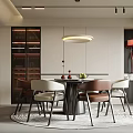 Modern Restaurant Interior With Round Dining Table Chairs And Pendant Light Decor