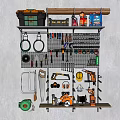 Organized Hardware Tools Storage with Pegboard Hooks Power Drills and Hand Tools on Shelf 3d model