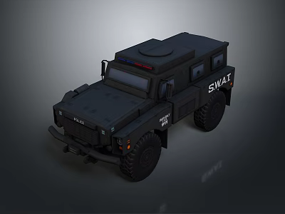 Black SWAT Tactical Armored Vehicle With Police Equipment And Military Design 3d model