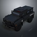 Black SWAT Tactical Armored Vehicle With Police Equipment And Military Design
