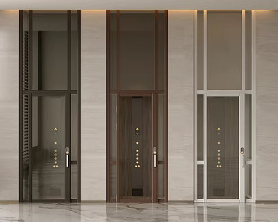 Modern Elevator Doors With Varied Frame Styles In Marble Lobby 3d model Modern Elevator Doors With Varied Frame Styles In Marble Lobby 3d model