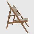 Two Modern Lounge Chairs With Wooden Frame And Light Colored Cushion