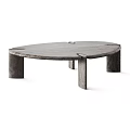 Modern Minimalist Round Concrete Coffee Table With Smooth Surface And Pedestal Legs