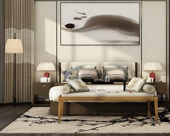 Background double bed 3d model