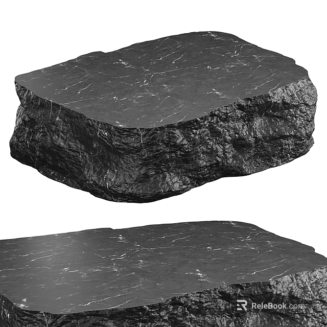 Black Natural Stone Coffee Table With Textured Solid Surface And Modern Design 3d model