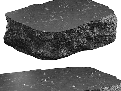 Black Natural Stone Coffee Table With Textured Solid Surface And Modern Design 3d model