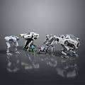 Futuristic Mechanical Robots And Small Human Figure In Sci Fi Game Character Design