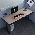 Modern Gaming Desk Setup With Alienware Monitor Keyboard Mouse Headset RGB Camera And Computer Case