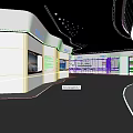 Modern Exhibition Hall Featuring Large Screens And Visitors Exploring Display Content 3d model