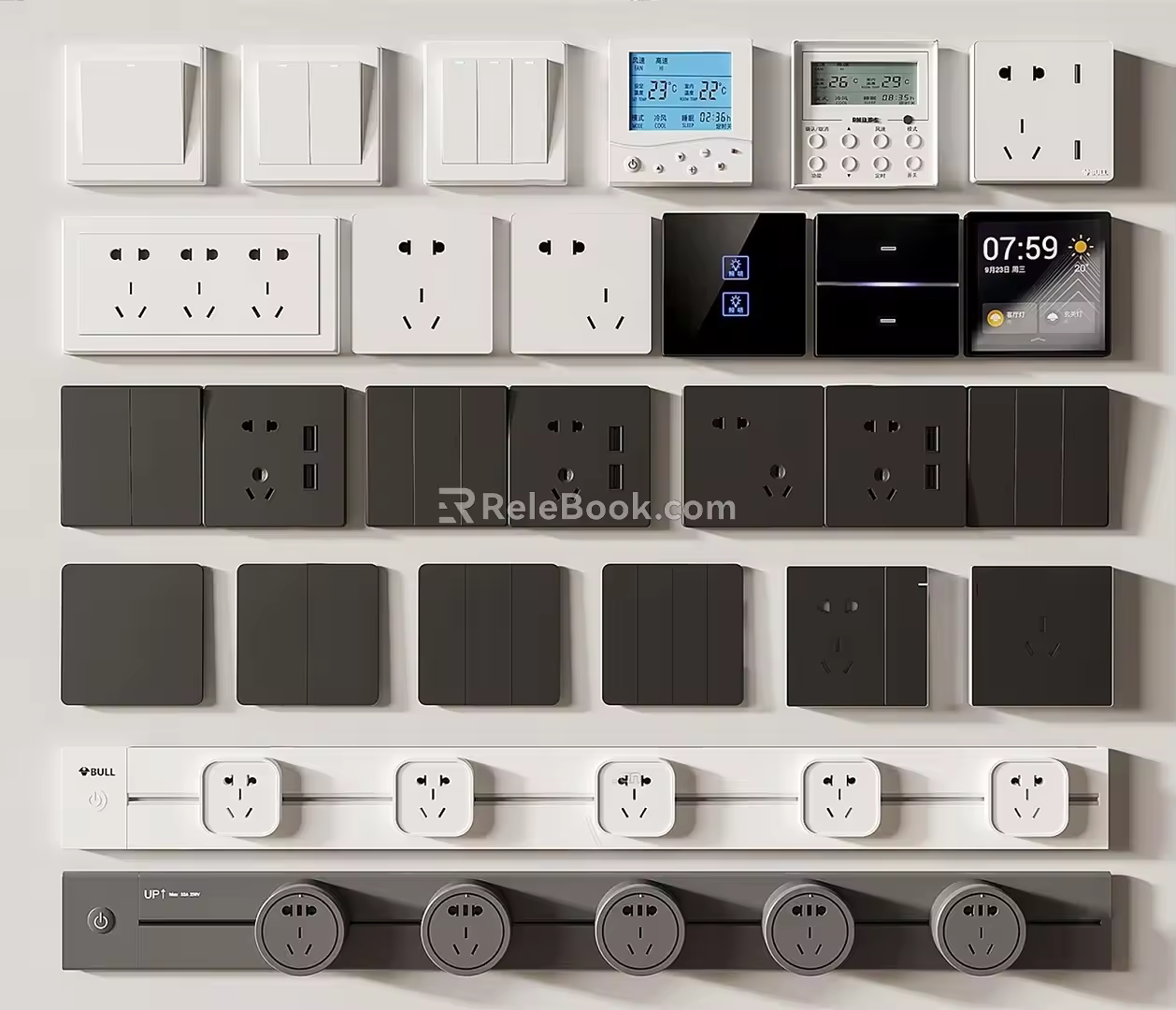 Modern switch simple switch socket combination 3d model