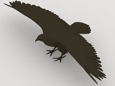 Flying Black Eagle With Spread Wings And Sharp Claws In Mid Air View 3d model