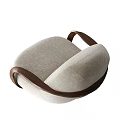 Beige Fabric Single Sofa With Wooden Curved Arms Modern Living Room Design