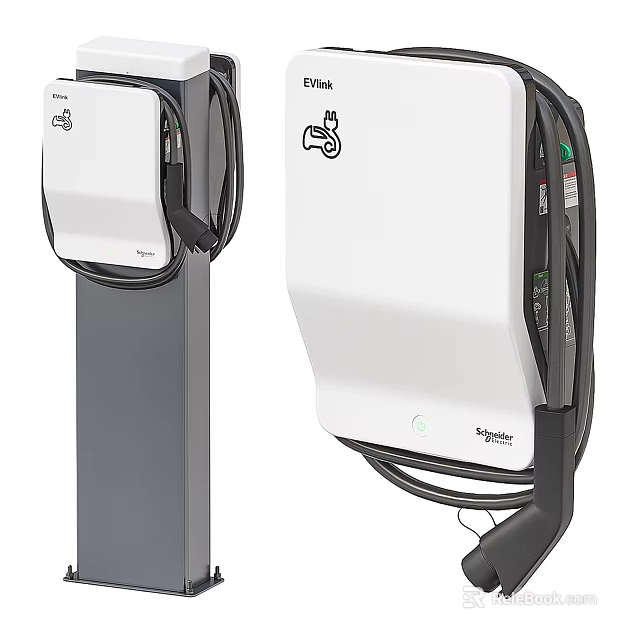 Modern Electric Vehicle Chargers With Sleek Design 3d model 