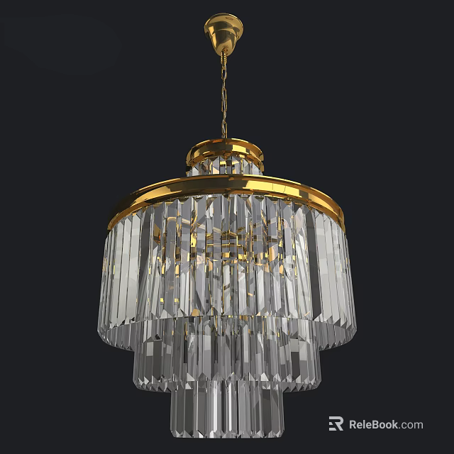 Luxury Crystal Chandelier With Gold Accents And Hanging Decorative Lighting Design 3d model 