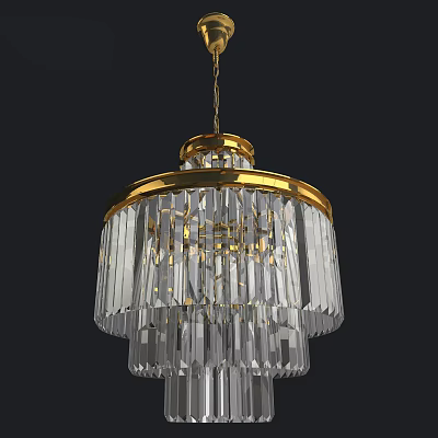 Luxury Crystal Chandelier With Gold Accents And Hanging Decorative Lighting Design 3d model