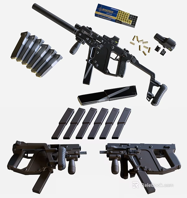 Tactical Weapons Collection Featuring Submachine Guns Magazines Bullets And Parts 3d model