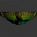 Ornate Green Decorative Artwork With Intricate Gold Accents And Textured Surface