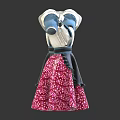Cute Traditional Dresses With White Bodice Blue Sleeves Black Aprons And Pink Floral Skirts