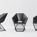 Modern Geometric Black Accent Chairs with Metal Frame for Minimalist Contemporary Interiors