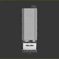 White Truck 3D Model With Blue Stripe Roof Lights And Multiple Wheels
