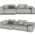 Light Gray Double Sofa with Modern Design Soft Fabric and Multiple Colored Cushions 3d model
