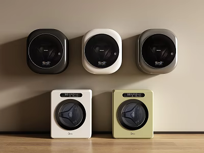 Modern Compact Washing Machines Wall Mounted and Floor Standing in Various Colors 3d model