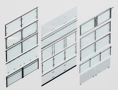 Modern Guardrail Glass Railing 3d model