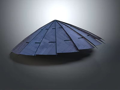 Dark Colored Modern Hat Featuring Umbrella Like Structure With Multiple Panels And Top Light Illumination 3d model