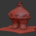 Plump Man With White Hat And Sunglasses Holding Yellow Rubber Duck Float On Wooden Base