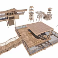 Various Wooden Tower Structures Featuring Multi Level Platforms And Staircase Designs 3d model