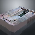 3D Model of Ancient Archaeological Site With Stepped Structure and Water Basin
