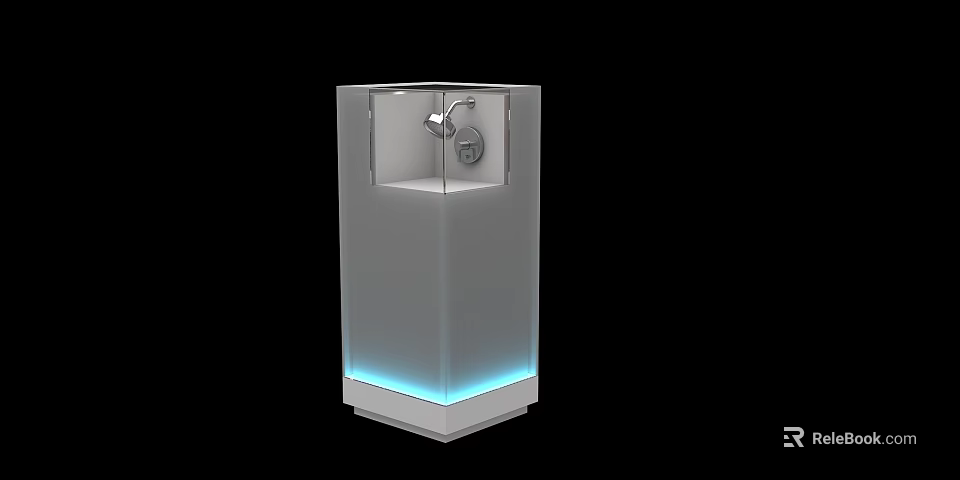 Modern Display Shelf With Blue LED Light Base And Sleek Metal Construction 3d model 